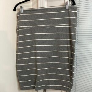 Gray and white striped skirt